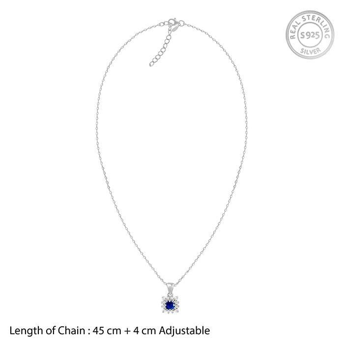 Anushka Sharma Silver Royal Blue Pendant With Link Chain : PD0156