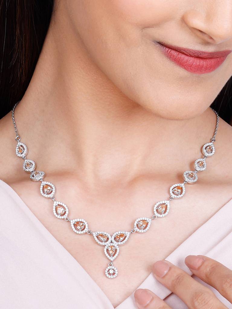 GIVA 925 Sterling Silver Honey Stone Drop Necklace