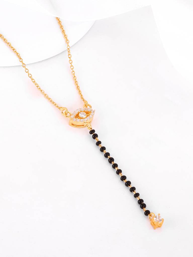 GIVA 925 Sterling Silver Golden Evil Eye Drop Mangalsutra