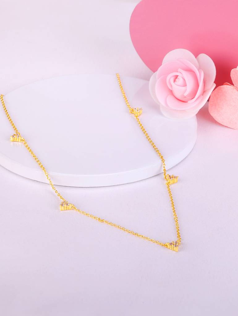 GIVA 925 Sterling Silver Golden Centre of Attention Triangle Necklace