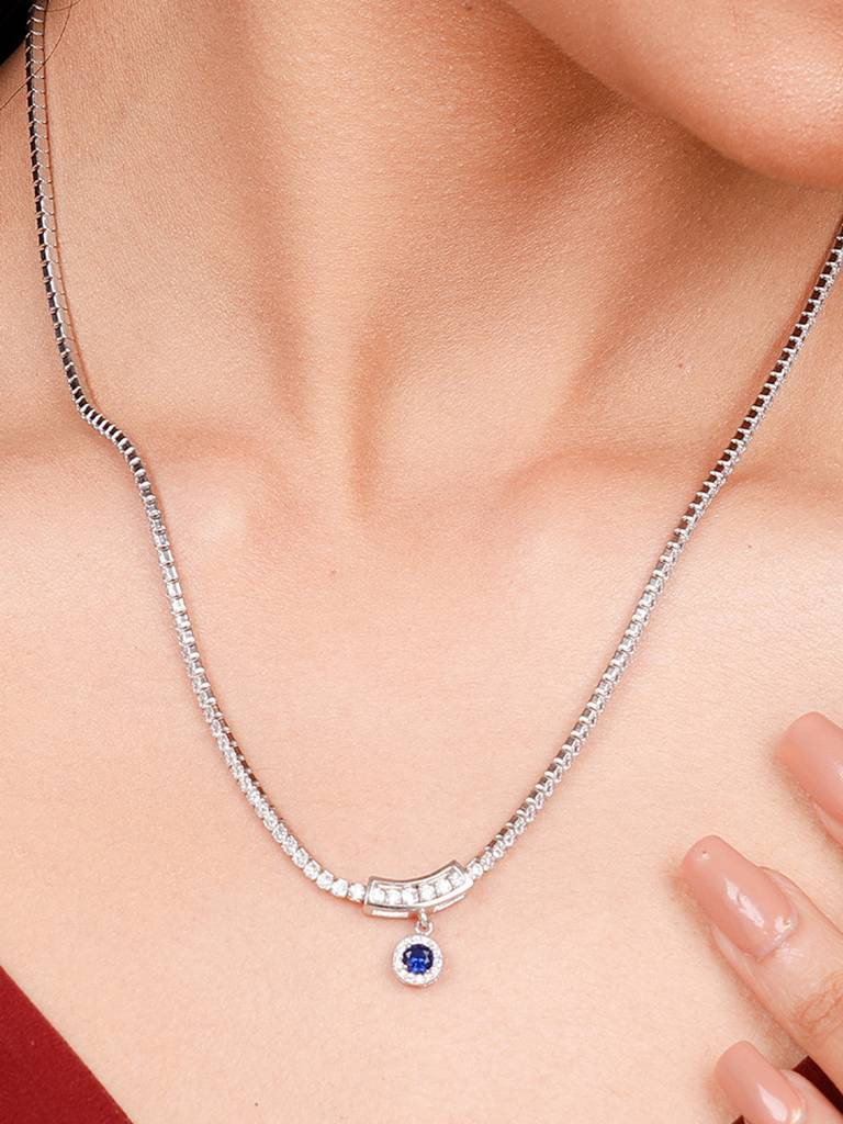 GIVA 925 Sterling Silver Elegant Zircon Studded Love Necklace