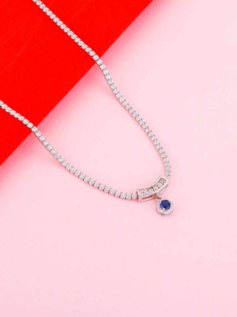 GIVA 925 Sterling Silver Elegant Zircon Studded Love Necklace