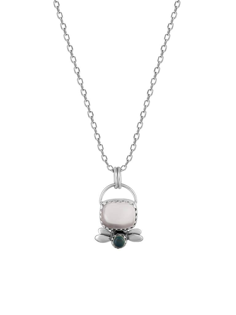 GIVA 925 Sterling Silver Oxidised Silver Stoned Butterfly Pendant with Link Chain