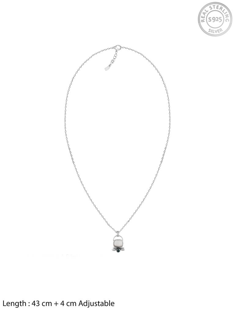 GIVA 925 Sterling Silver Oxidised Silver Stoned Butterfly Pendant with Link Chain