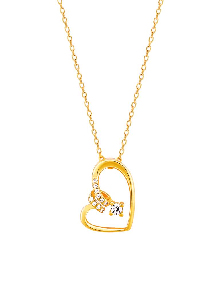 GIVA 925 Sterling Silver Golden Fireworks Heart Pendant with Link Chain