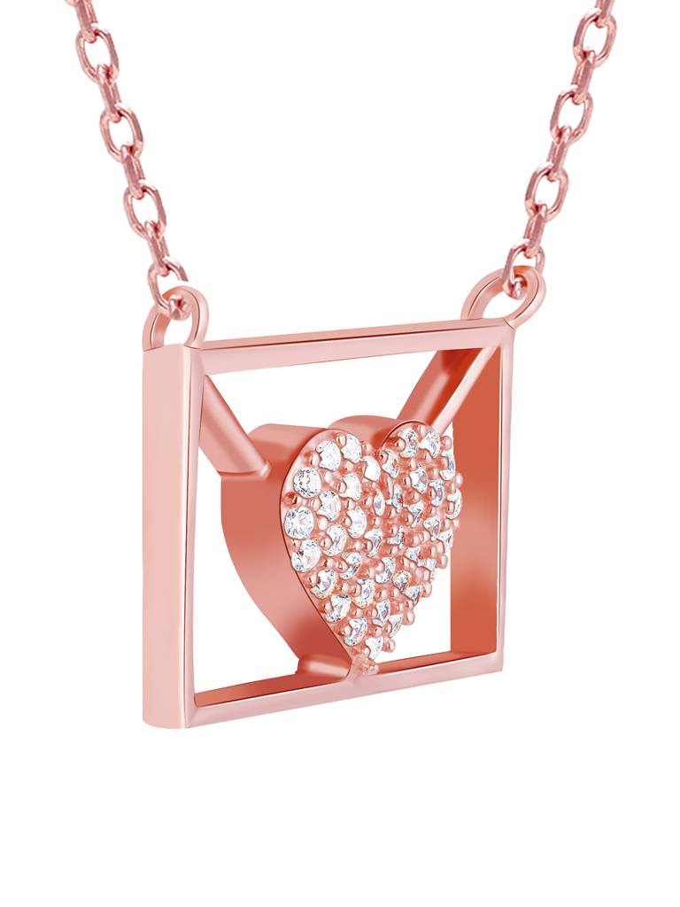 GIVA 925 Sterling Silver Rose Gold Love Letter Necklace