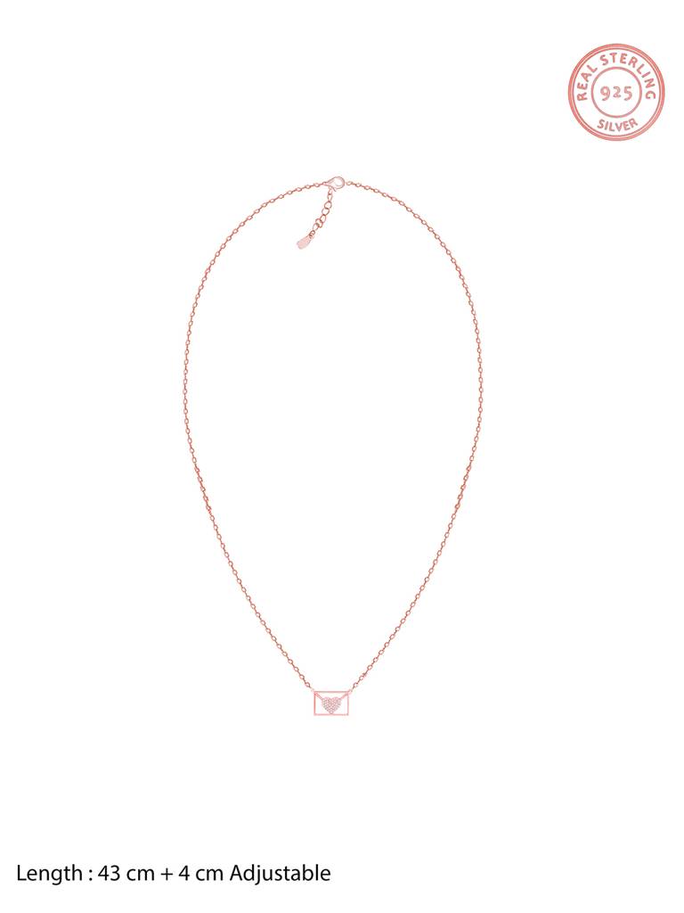 GIVA 925 Sterling Silver Rose Gold Love Letter Necklace