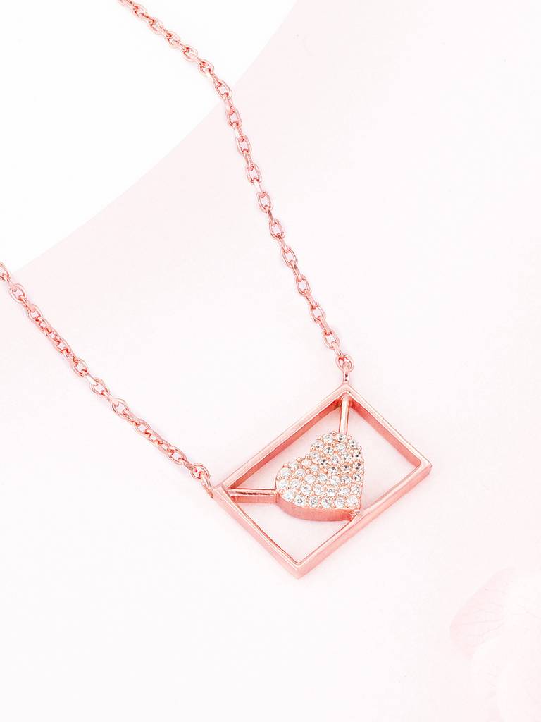 GIVA 925 Sterling Silver Rose Gold Love Letter Necklace