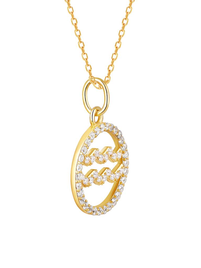 Giva 925 Sterling Silver Golden Aquarius Pendant With Link Chain