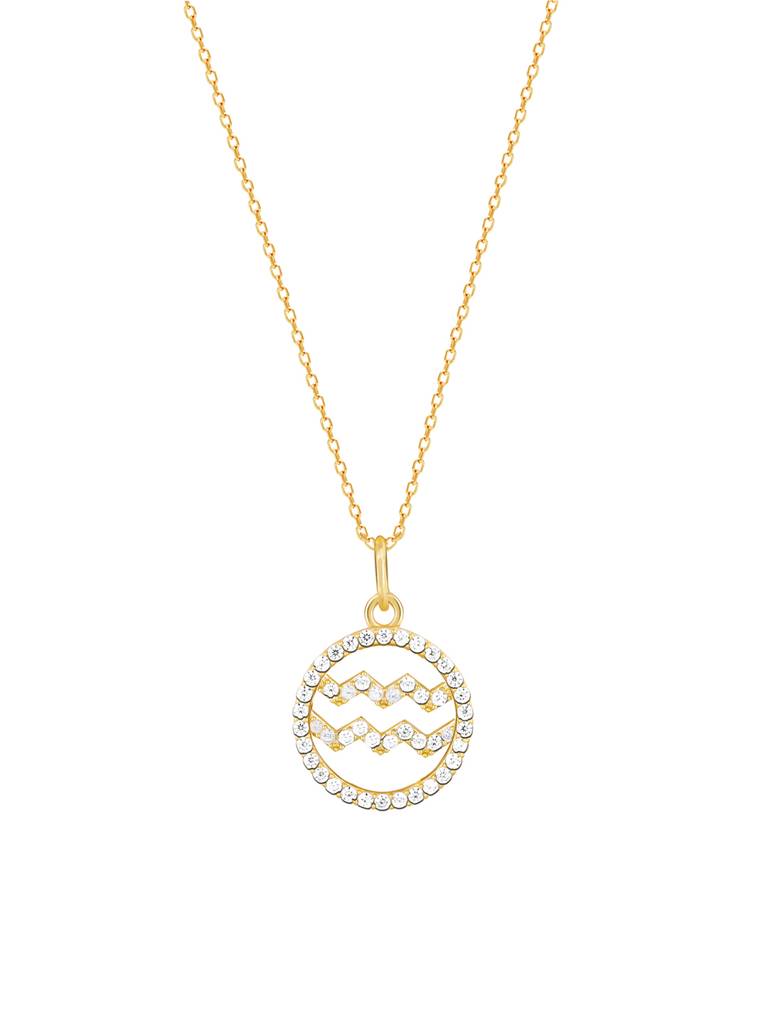 Giva 925 Sterling Silver Golden Aquarius Pendant With Link Chain