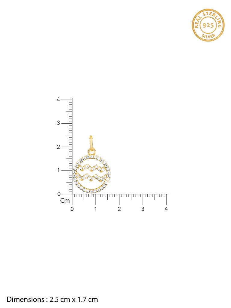Giva 925 Sterling Silver Golden Aquarius Pendant With Link Chain