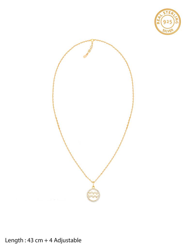 Giva 925 Sterling Silver Golden Aquarius Pendant With Link Chain