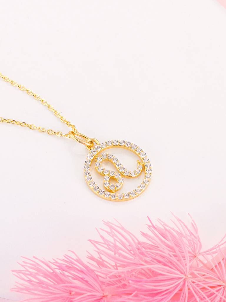 Giva 925 Sterling Silver Golden Leo Pendant With Link Chain