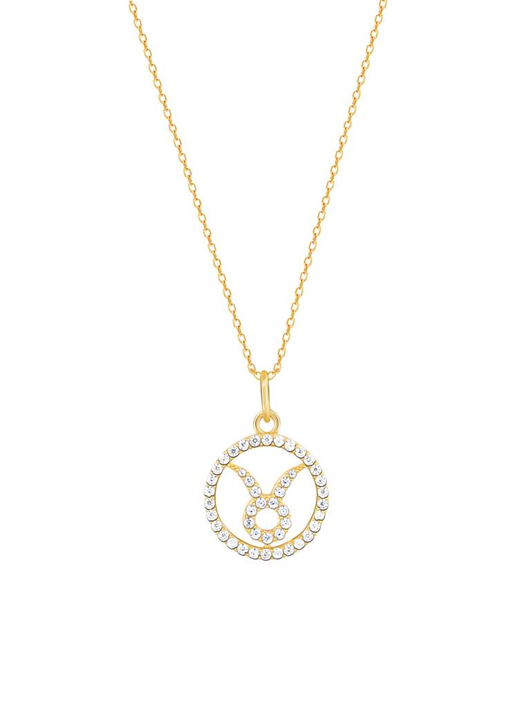 Giva 925 Sterling Silver Golden Taurus Pendant With Link Chain
