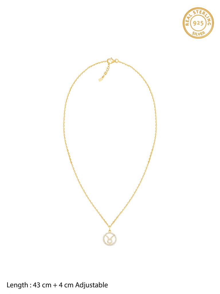 Giva 925 Sterling Silver Golden Taurus Pendant With Link Chain