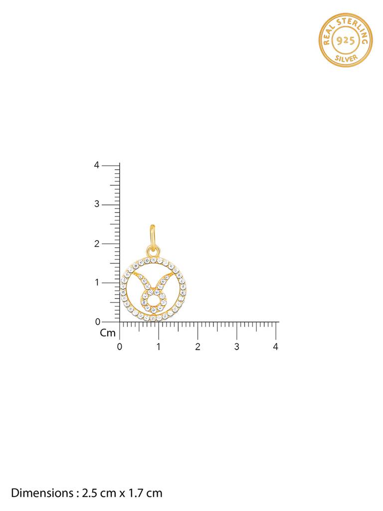 Giva 925 Sterling Silver Golden Taurus Pendant With Link Chain