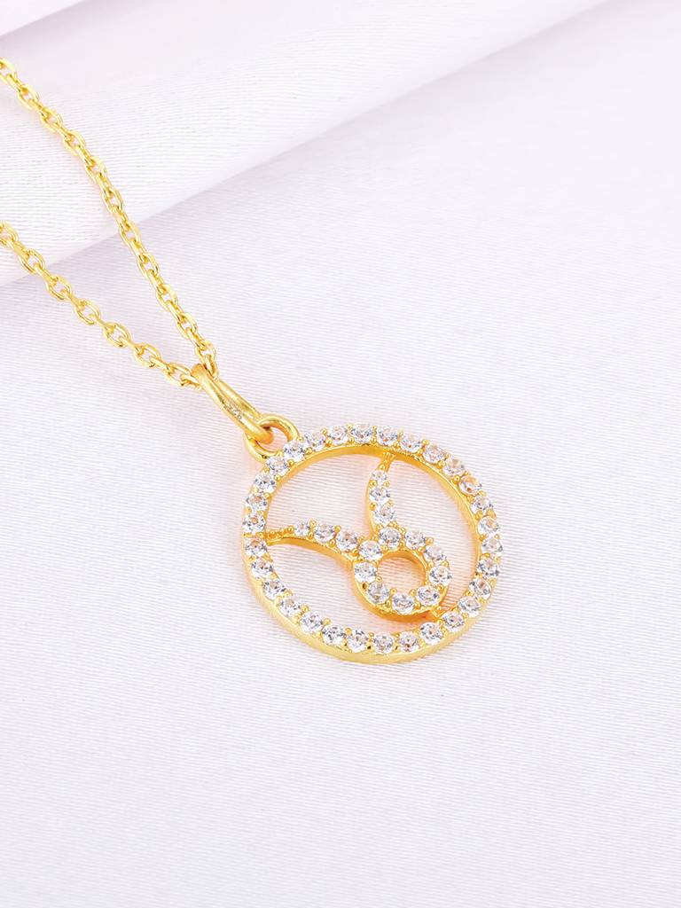 Giva 925 Sterling Silver Golden Taurus Pendant With Link Chain