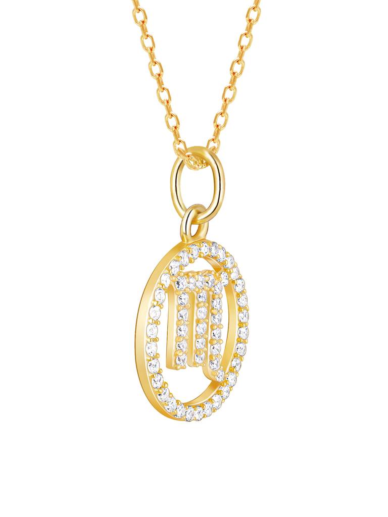 Giva 925 Sterling Silver Golden Scorpio Pendant With Link Chain