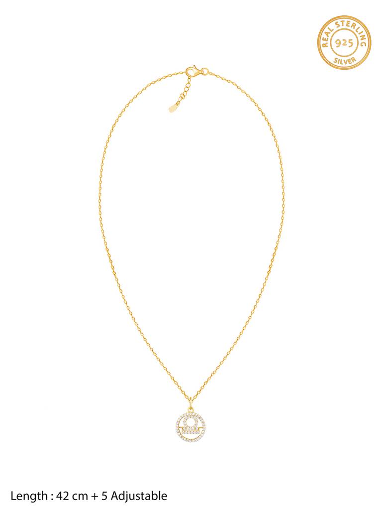 Giva 925 Sterling Silver Golden Libra Pendant With Link Chain