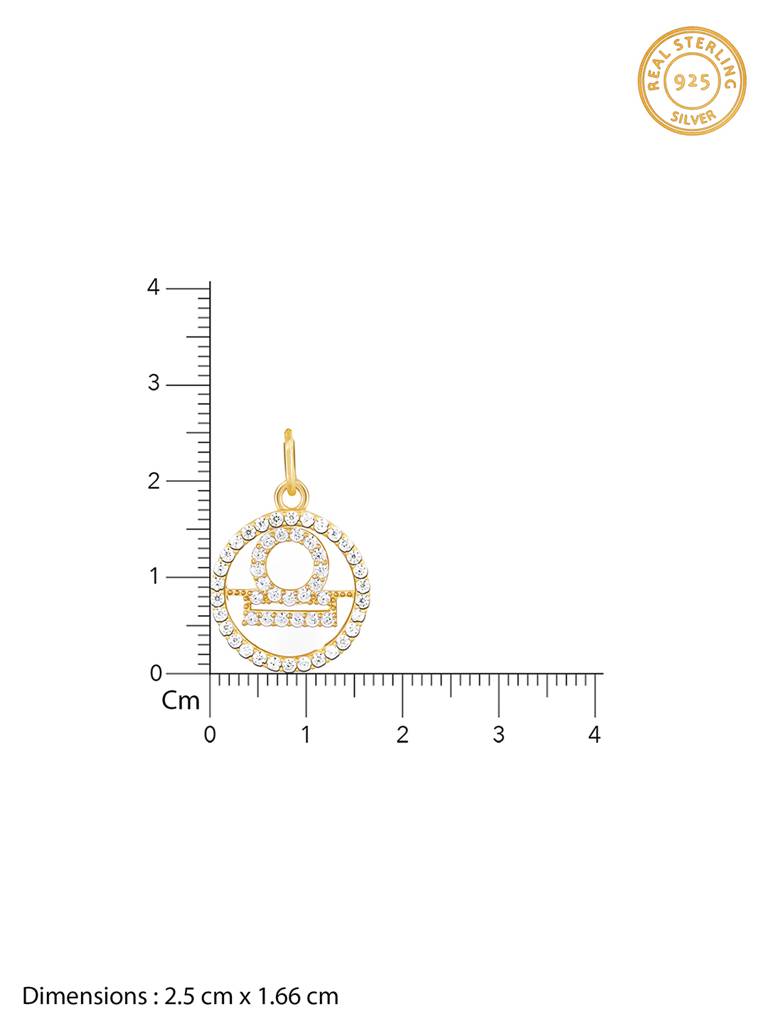 Giva 925 Sterling Silver Golden Libra Pendant With Link Chain