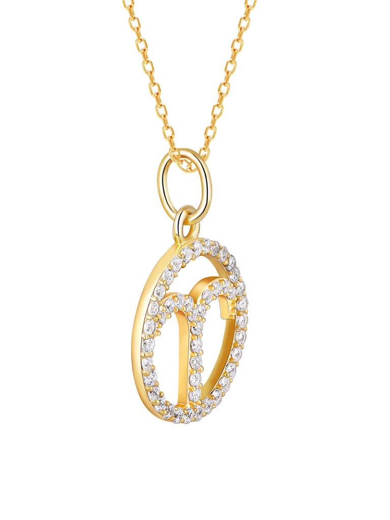 Giva 925 Sterling Silver Golden Aries Pendant With Link Chain