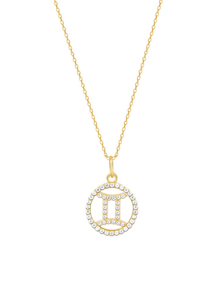 Giva 925 Sterling Silver Golden Gemini Pendant With Link Chain