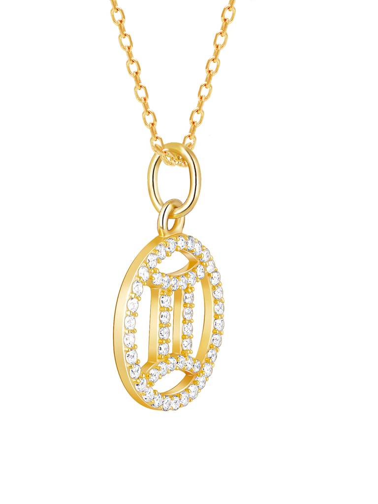 Giva 925 Sterling Silver Golden Gemini Pendant With Link Chain