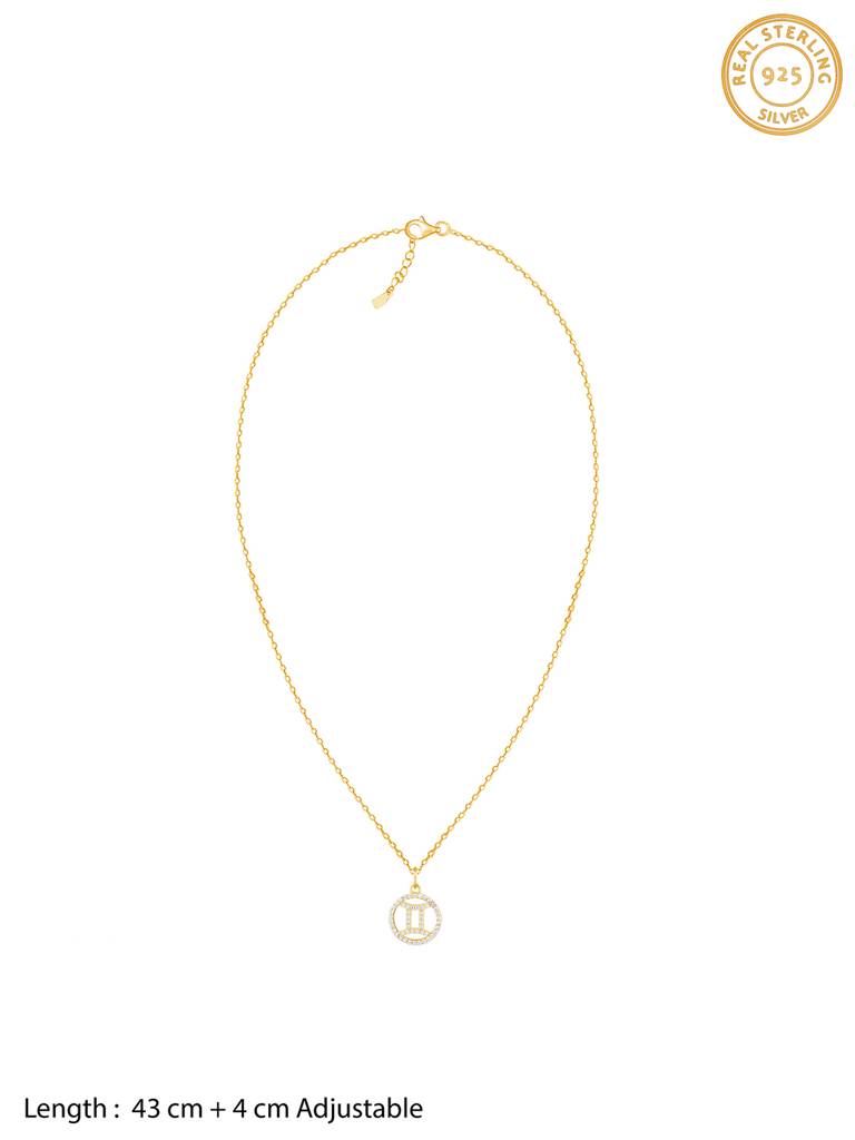 Giva 925 Sterling Silver Golden Gemini Pendant With Link Chain