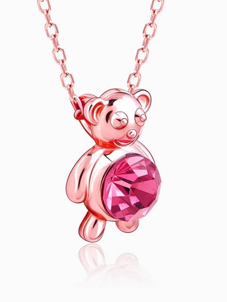 GIVA 925 Sterling Silver Rose Gold Cuddly Bear Set