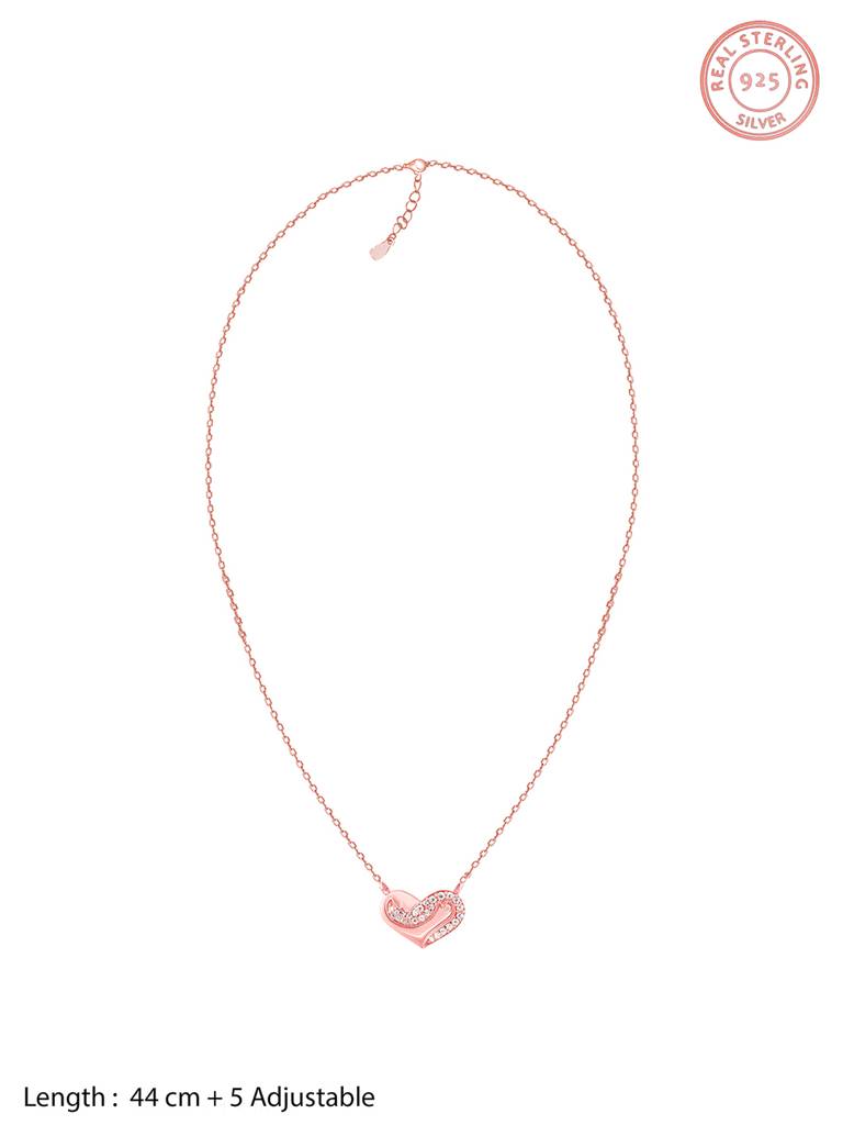 GIVA 925 Sterling Silver Rose Gold Zircon Studded United Hearts Set