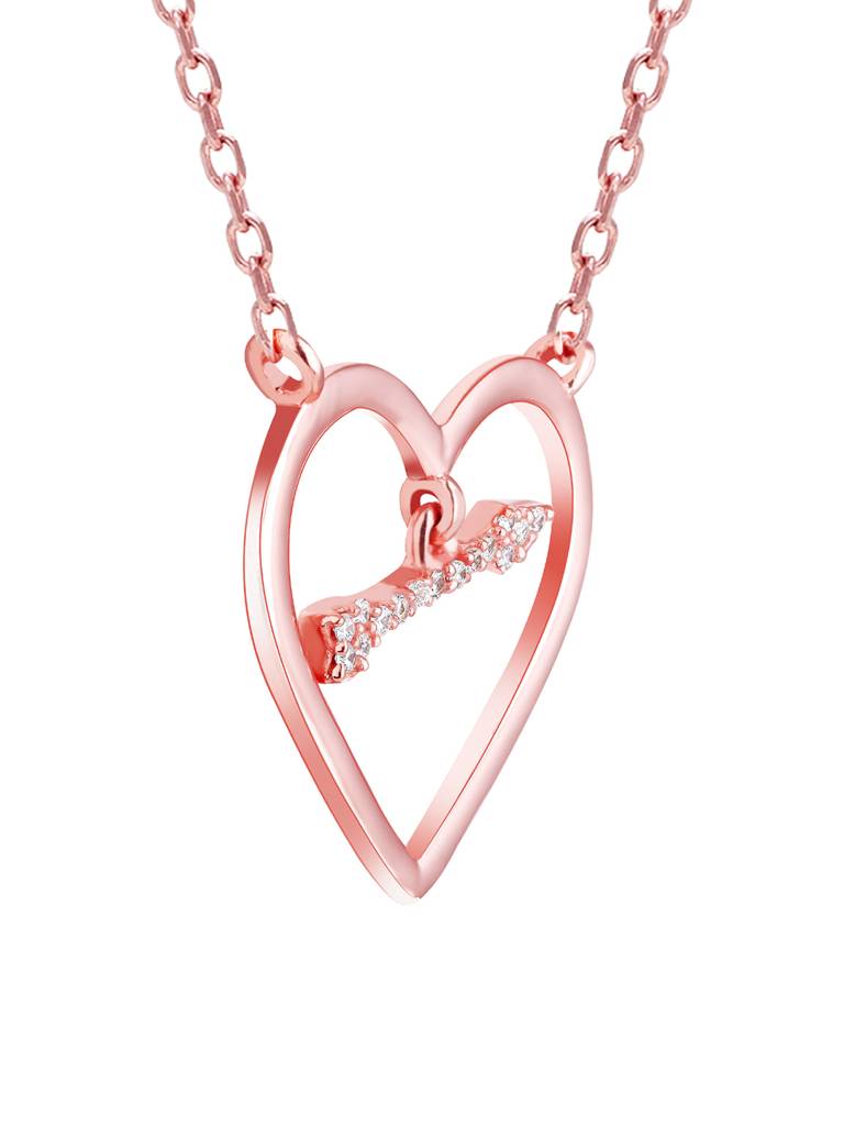 GIVA 925 Sterling Silver Rose Gold Heartstrings Necklace