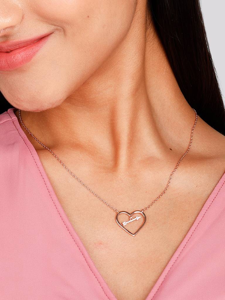 GIVA 925 Sterling Silver Rose Gold Heartstrings Necklace