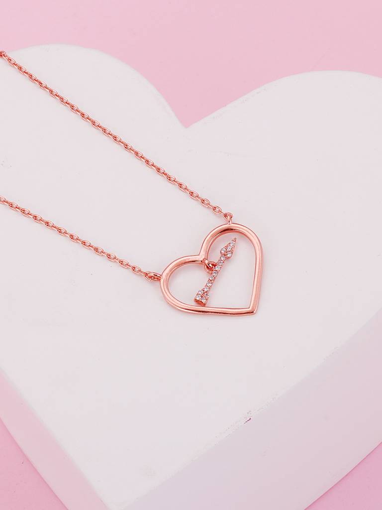 GIVA 925 Sterling Silver Rose Gold Heartstrings Necklace