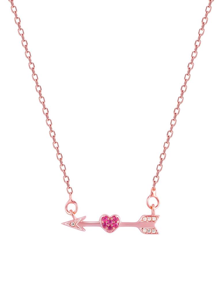 GIVA 925 Sterling Silver Rose Gold Cupids Arrow Necklace