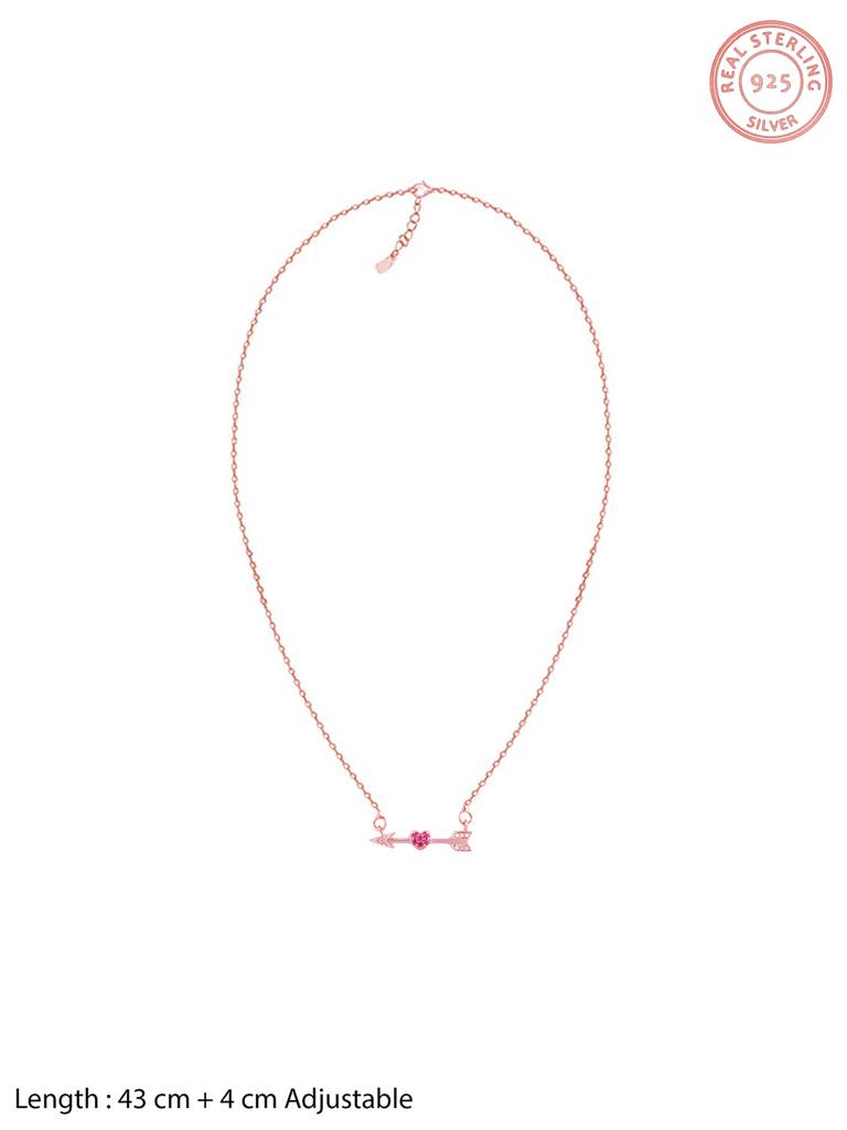GIVA 925 Sterling Silver Rose Gold Cupids Arrow Necklace
