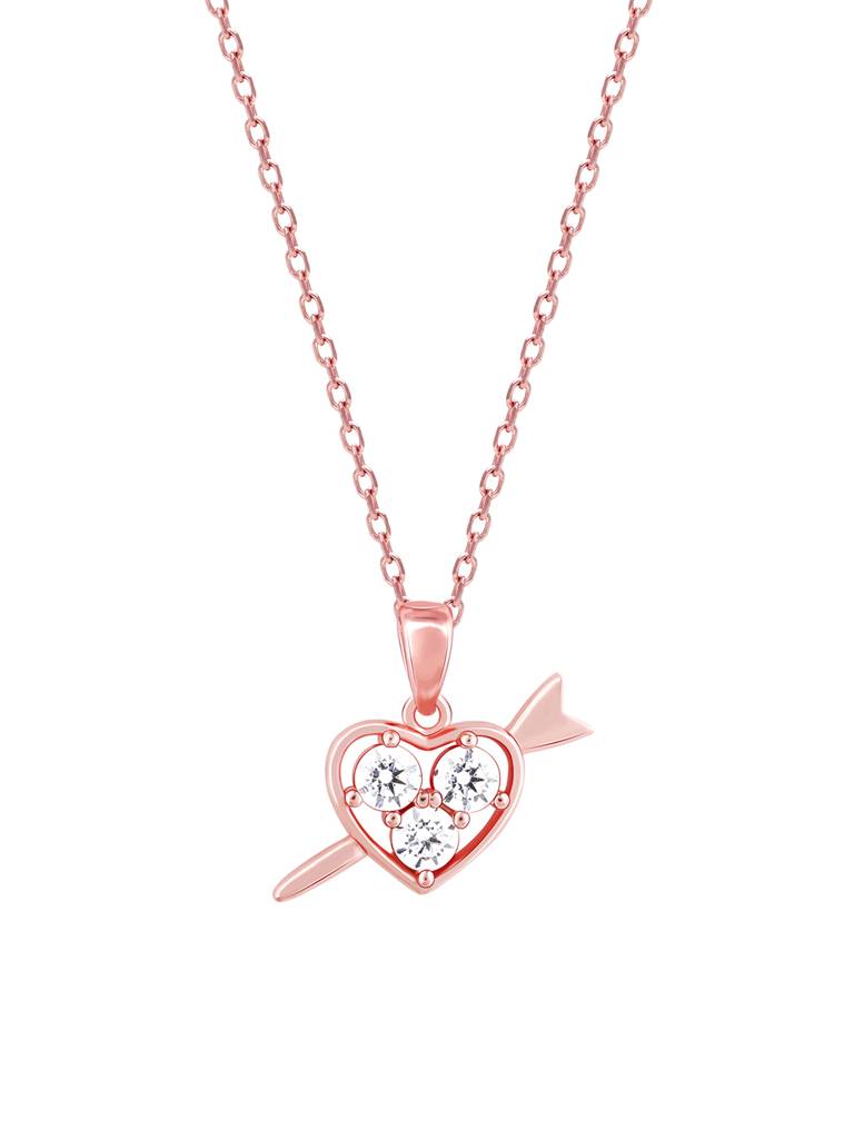 GIVA 925 Sterling Silver Rose Gold Soulmates Symphony Pendant with Link Chain