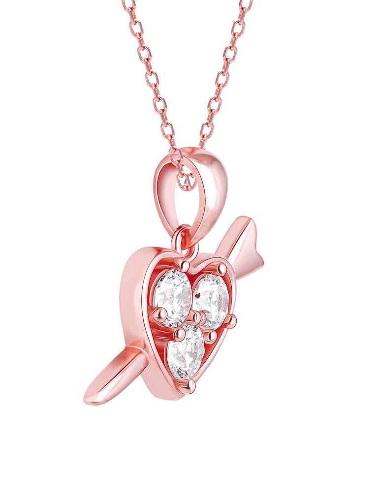 GIVA 925 Sterling Silver Rose Gold Soulmates Symphony Pendant with Link Chain