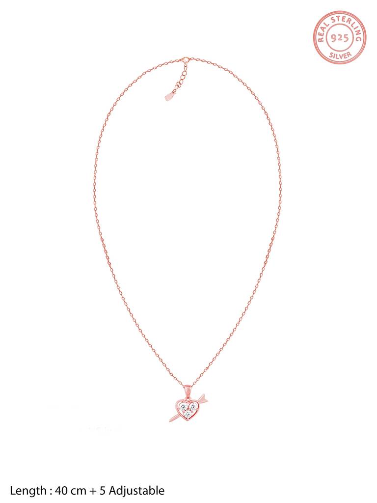 GIVA 925 Sterling Silver Rose Gold Soulmates Symphony Pendant with Link Chain