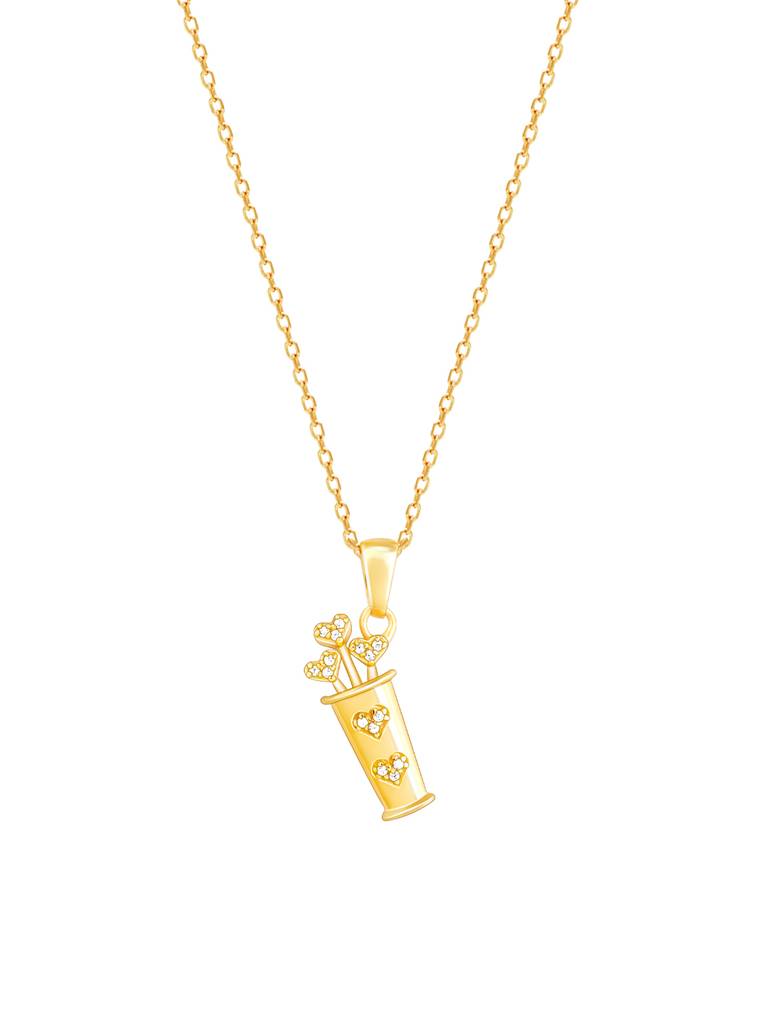 GIVA 925 Sterling Silver Golden Cupids Quiver Pendant with Link Chain