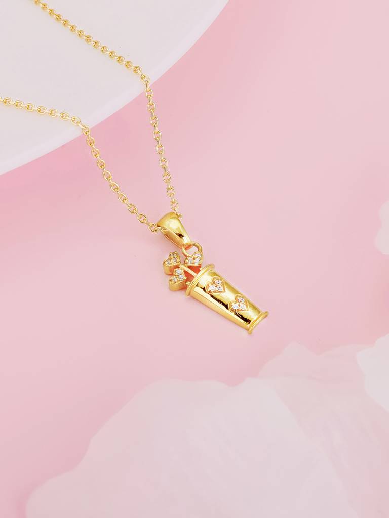 GIVA 925 Sterling Silver Golden Cupids Quiver Pendant with Link Chain