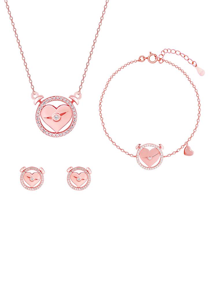 GIVA 925 Sterling Silver Rose Gold I Miss You Set of Three