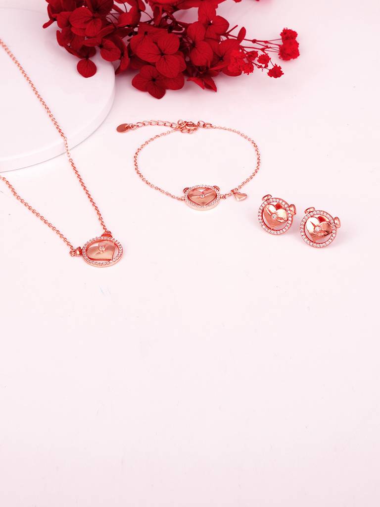 GIVA 925 Sterling Silver Rose Gold I Miss You Set of Three