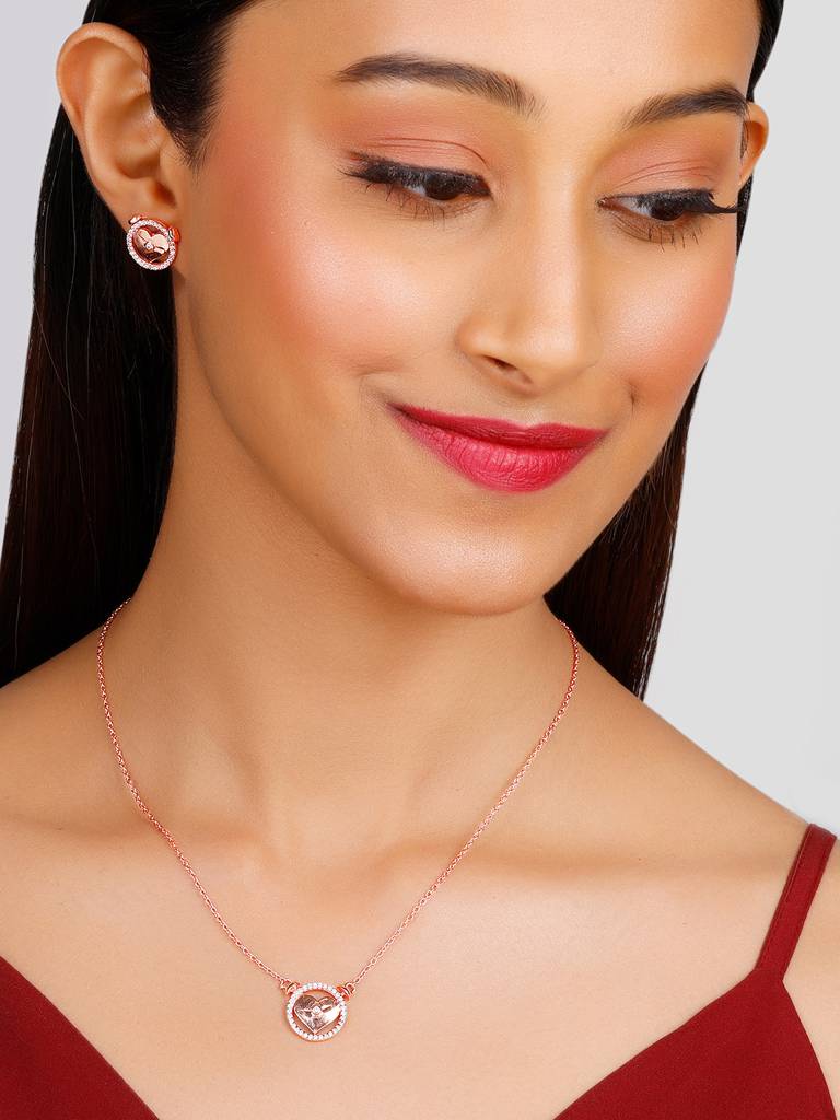 GIVA 925 Sterling Silver Rose Gold I Miss You Set