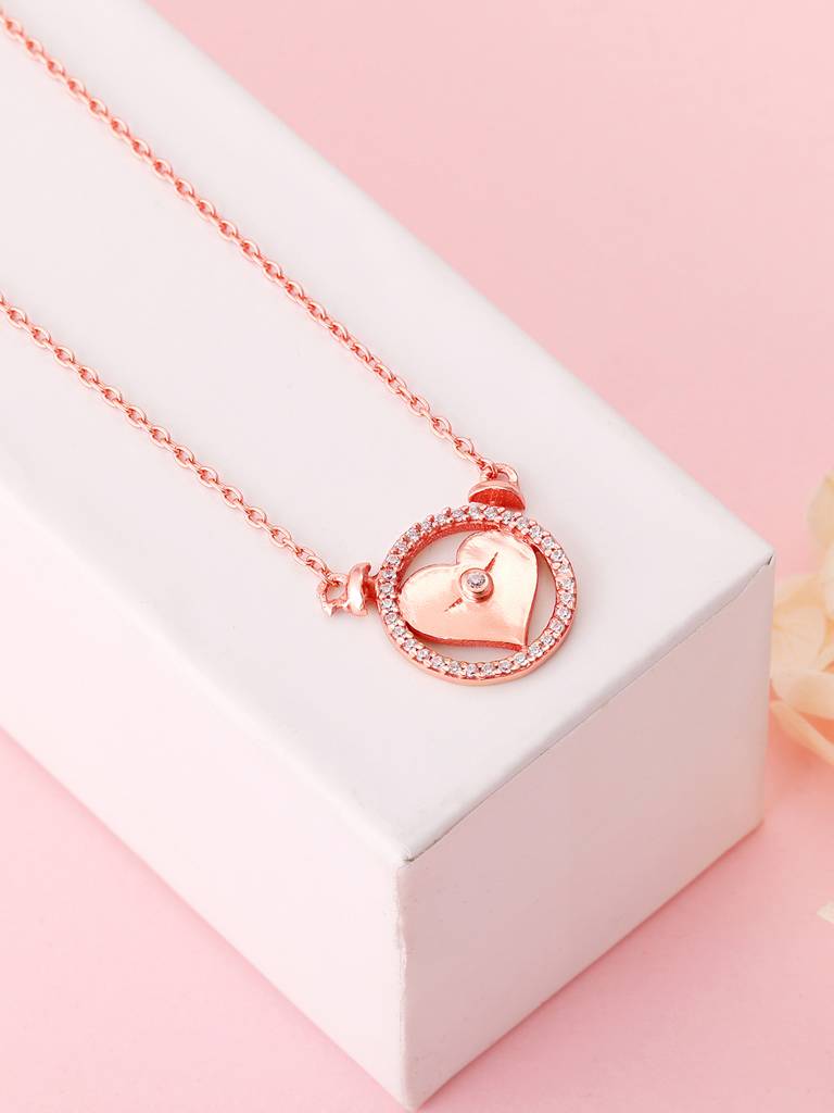 GIVA 925 Sterling Silver Rose Gold I Miss You Necklace