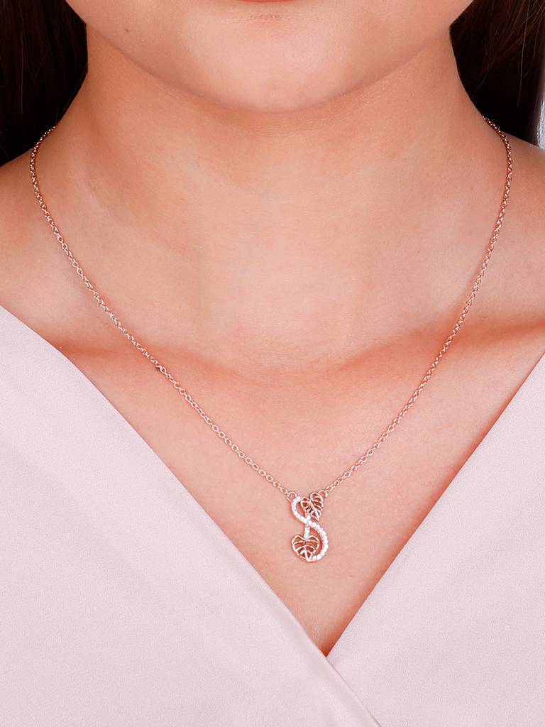 GIVA 925 Sterling Silver Rose Gold Intertwined Leaves Set