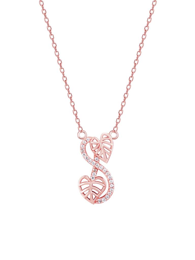 GIVA 925 Sterling Silver Rose Gold Intertwined Leaves Necklace