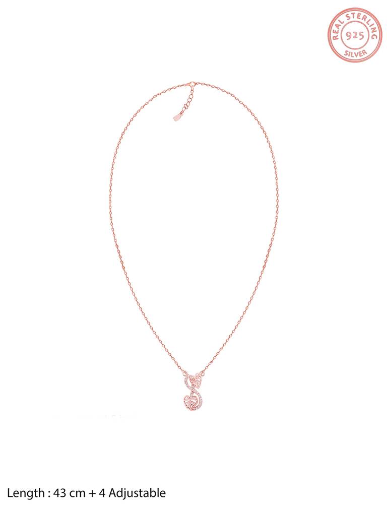 GIVA 925 Sterling Silver Rose Gold Intertwined Leaves Necklace