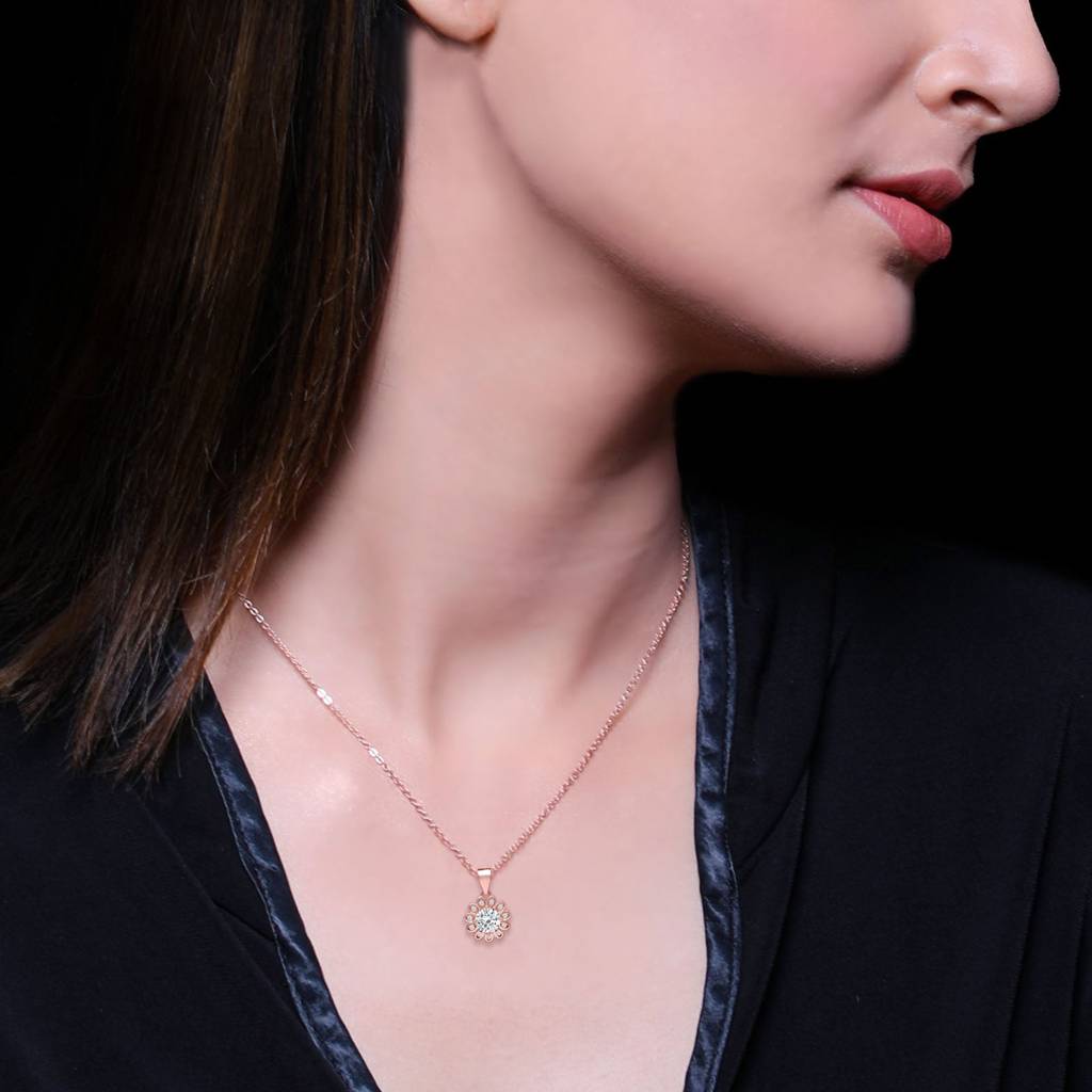 Rose Gold Sun Flower Pendant With Link Chain : PD0163