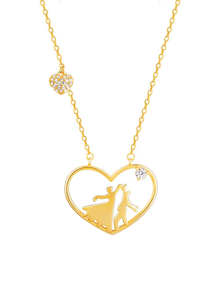 GIVA 925 Sterling Silver Golden Dance Partners Necklace