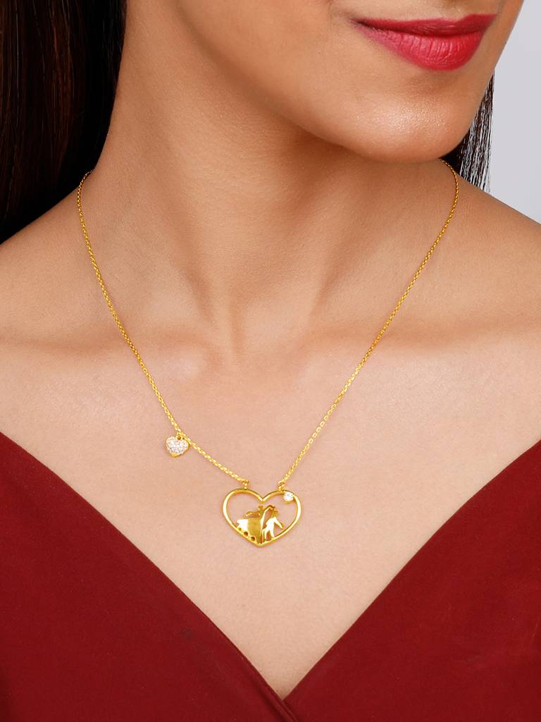 GIVA 925 Sterling Silver Golden Dance Partners Necklace
